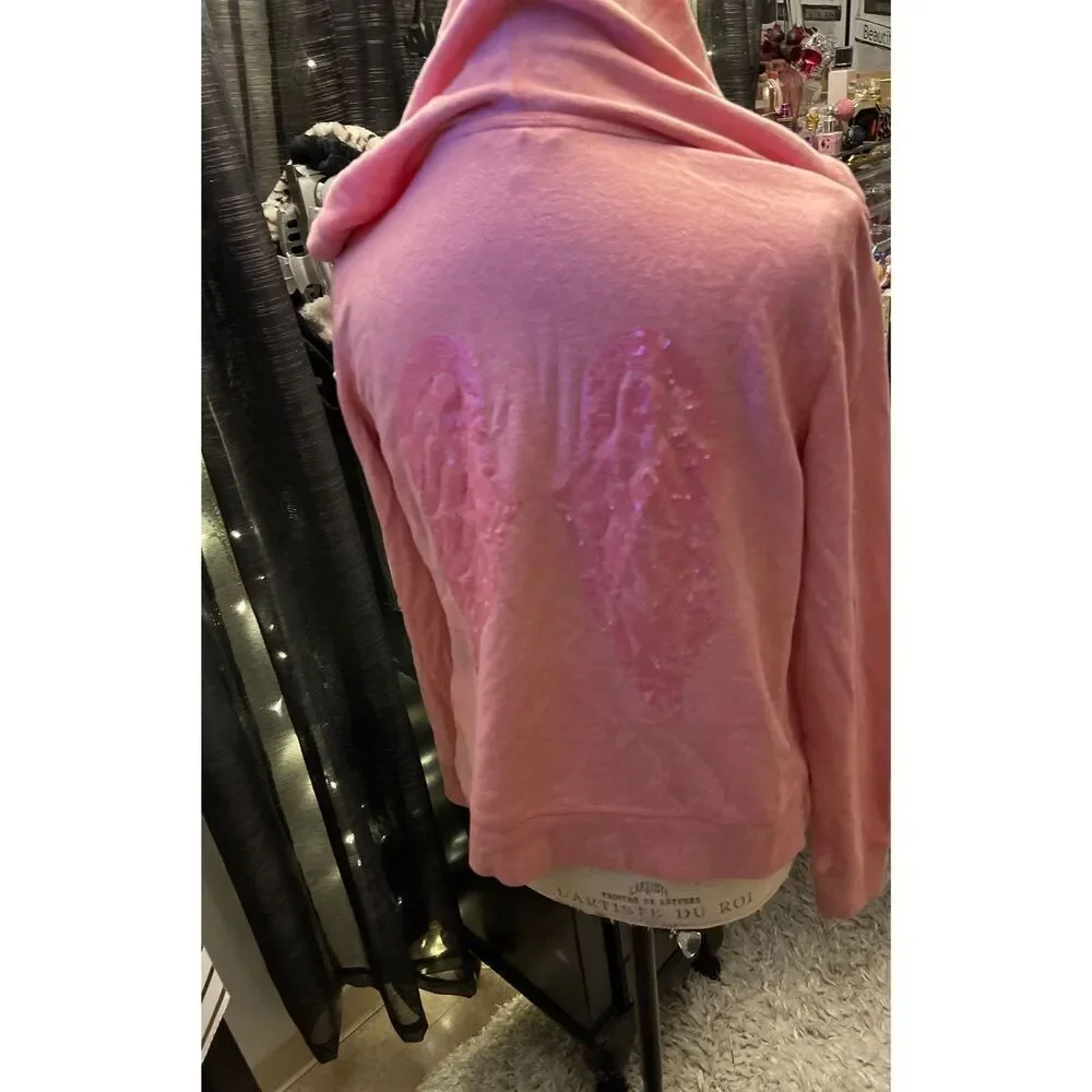 Victoria's Secret VS Angel Wing Hoodie Xs Barbie pink/pink rhinestone sweatshirt